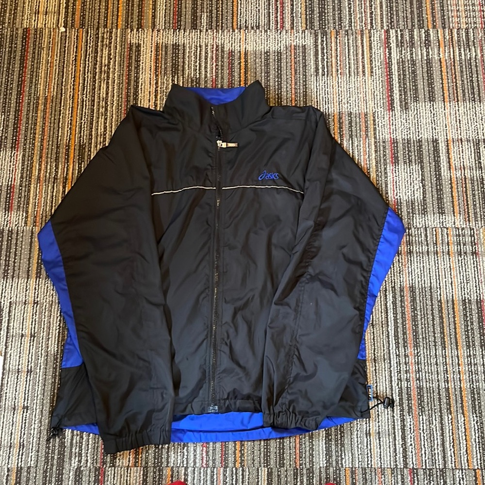 Vintage Blue and Black Asics Wind Breaker Jacket